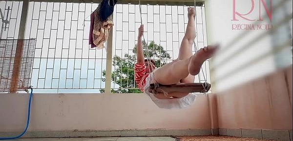 Depraved housewife swinging without panties on a swing  FULL VIDEO